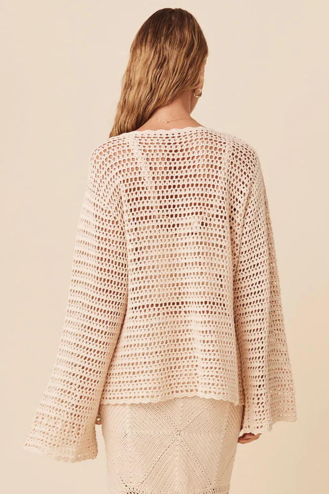 Hand Crochet Pima Cardigan - Natural