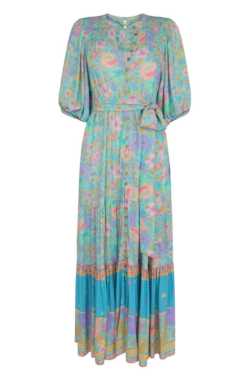 Hibiscus Lane Button Through Maxi Gown in Lagoon Island Boutique Hibiscus Lane Button Through Maxi Gown in Lagoon Island Boutique