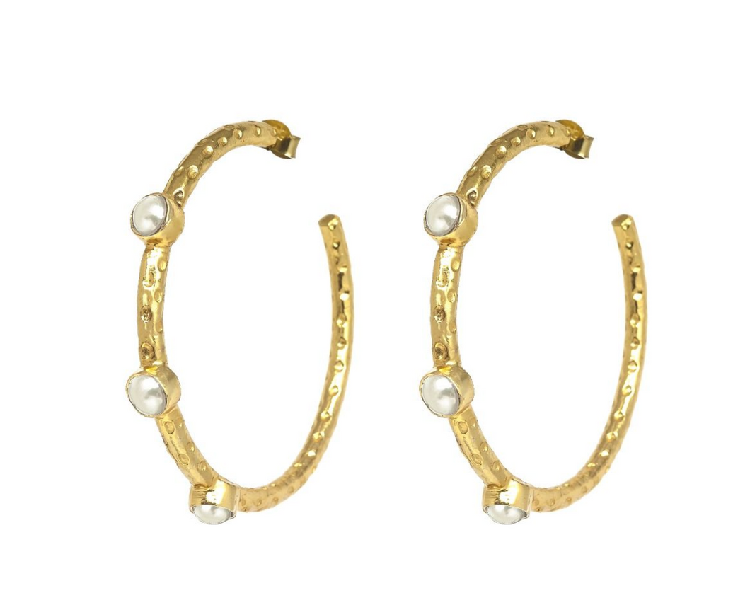 Cruise Gemstone Hoop Earrings in Pearl
