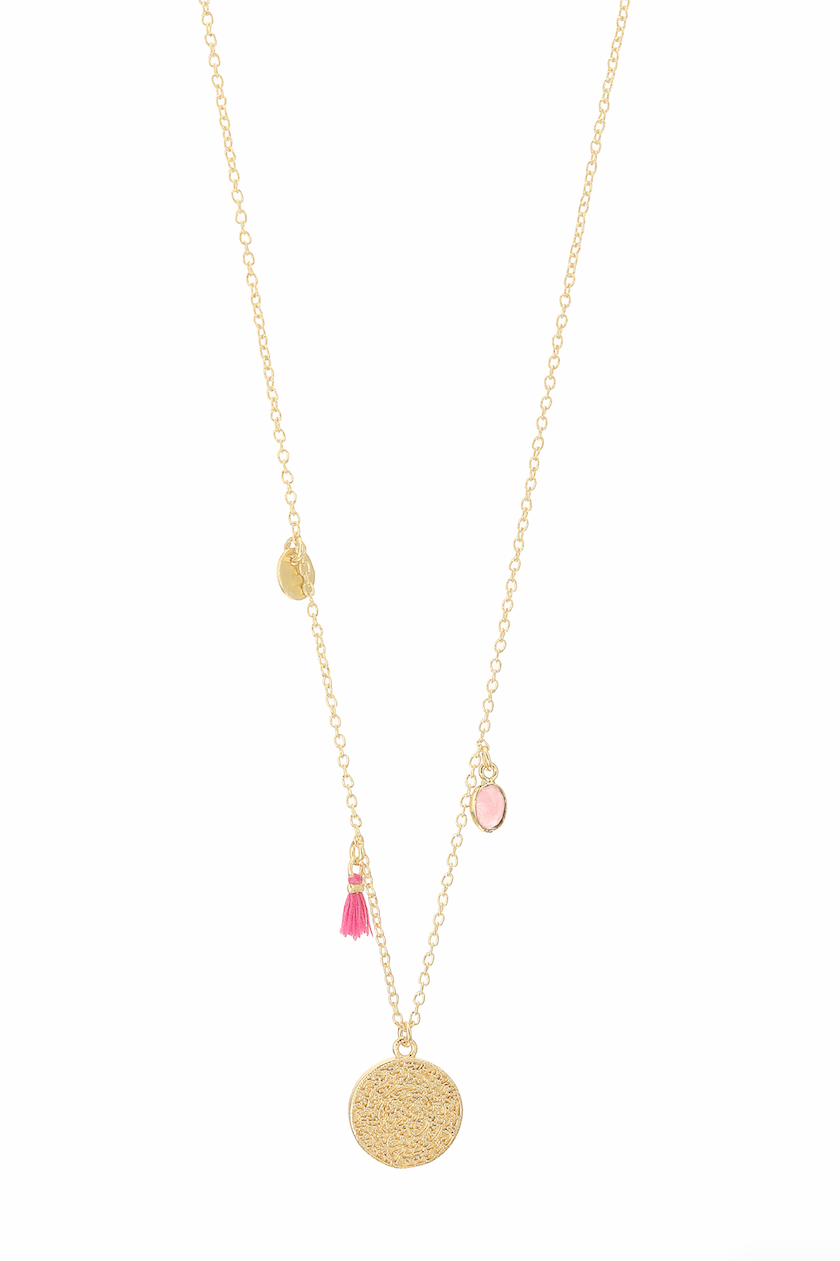 Calis Charm Necklace in Pink