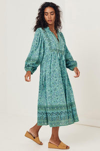 Sundown Boho Dress in Turquoise