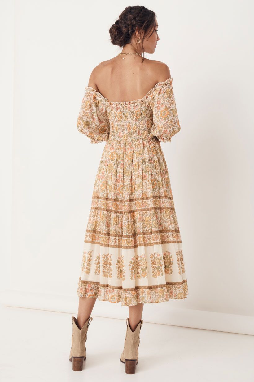 Spell Juniper Shirred Dress in Cream – Island Boutique